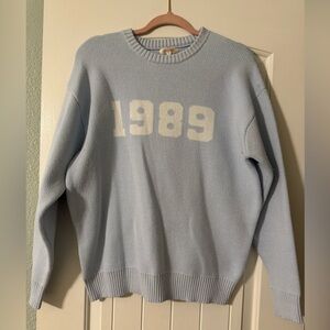 Stella Tweed Light Blue 1989 Knit Sweater with White Numerals